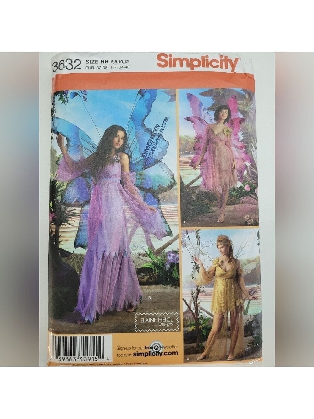 🧵4/$20🧵 Simplicity 3632 Costume Fairy Sewing Pattern Uncut Size 6-12 DIY
